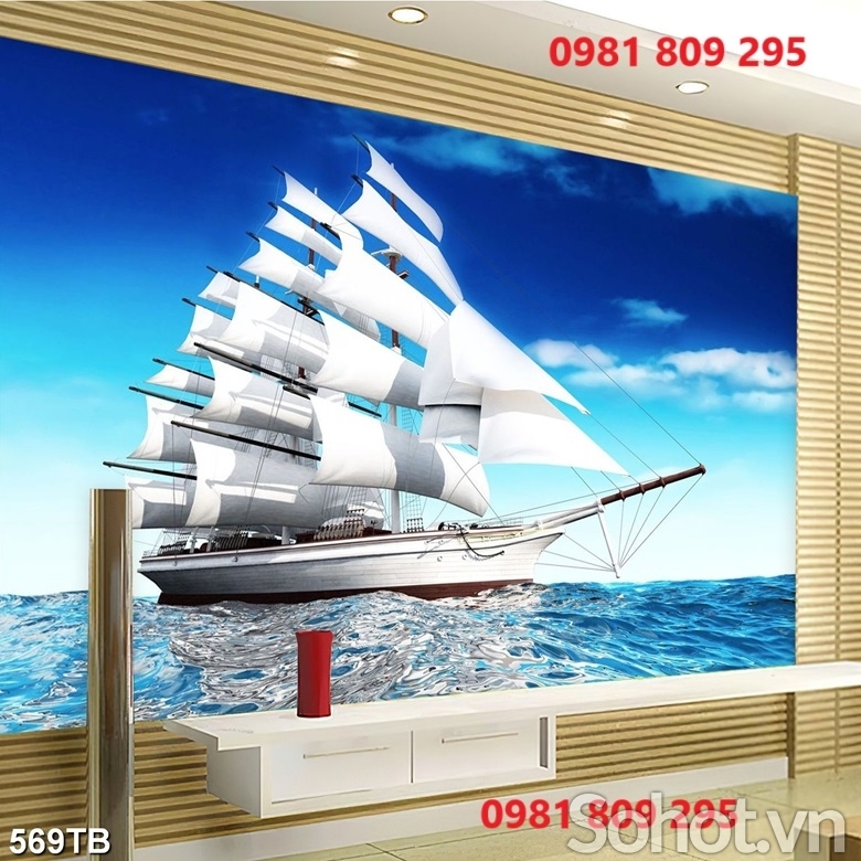Gạch ốp tường thuyền buồm , gạch ốp tường đẹp