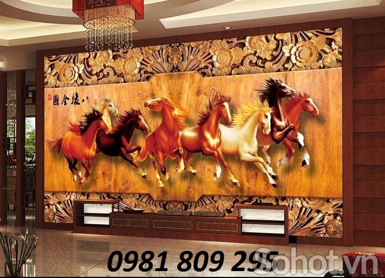 Gạch tranh phong thủy bát mã