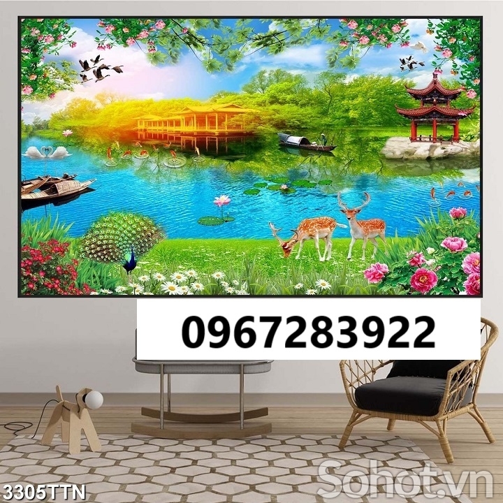 Tranh gạch phong thủy phong cảnh đẹp 3D