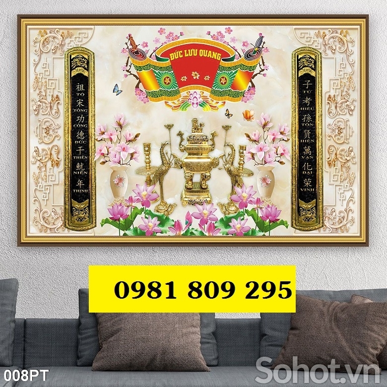 Mẫu tranh ốp tường phòng thờ , tranh gạch men HN9393