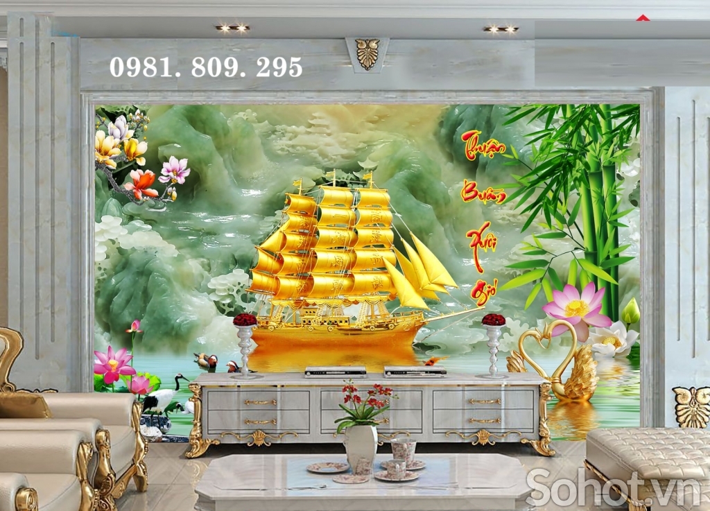 Mẫu ốp tường thuyền buồm