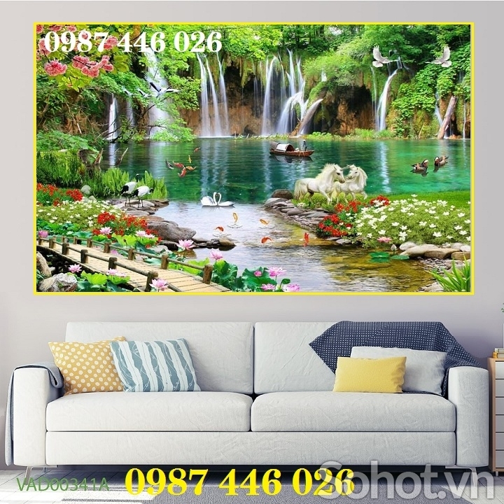 Gạch tranh thác nước sơn thủy hữu tình HP0783