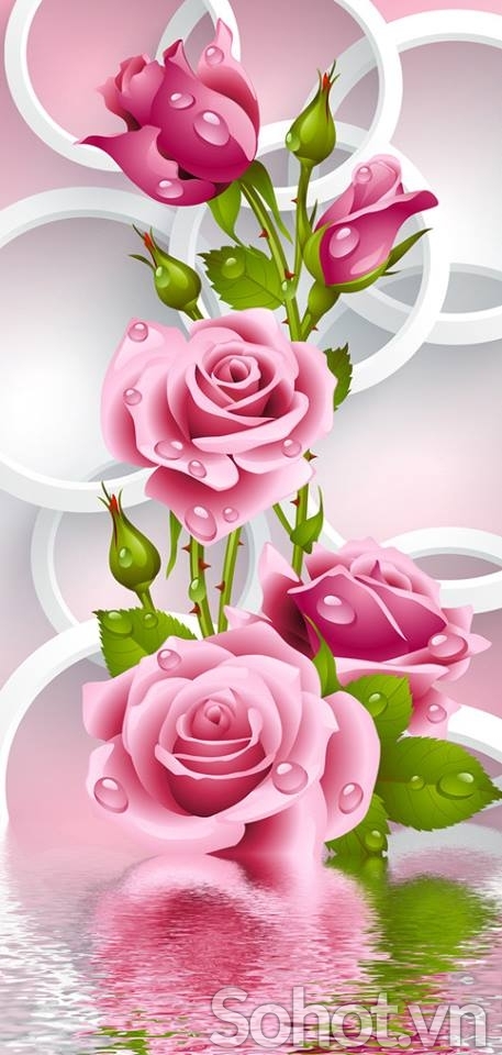 Tranh gạch 3D hoa hồng