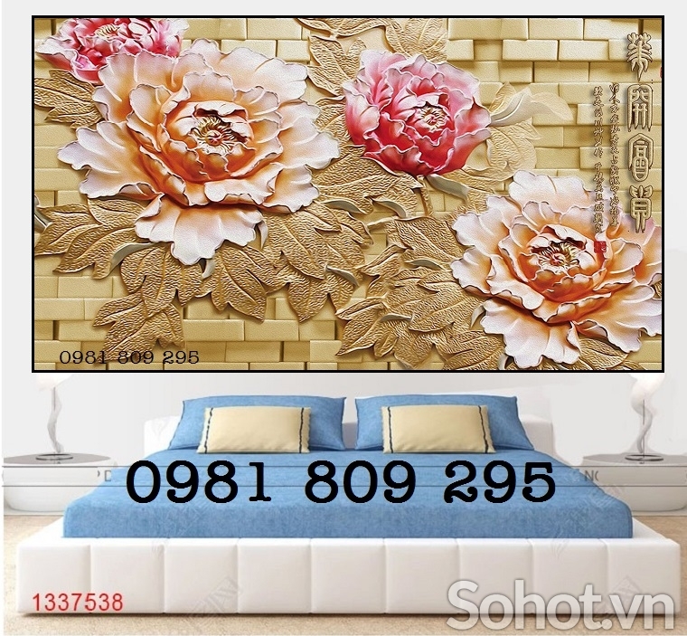 Gạch tranh - tranh 3d mẫu đơn