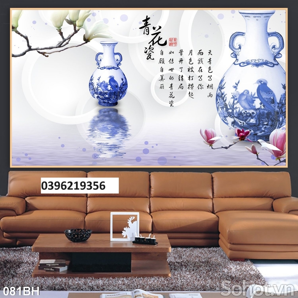 Tranh gạch bình hoa đẹp 3D
