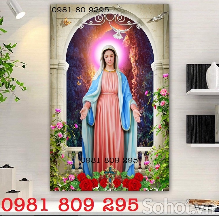 Tranh công giáo - tranh gạch 3d công giáo - tranh Đức Mẹ Maria HG7