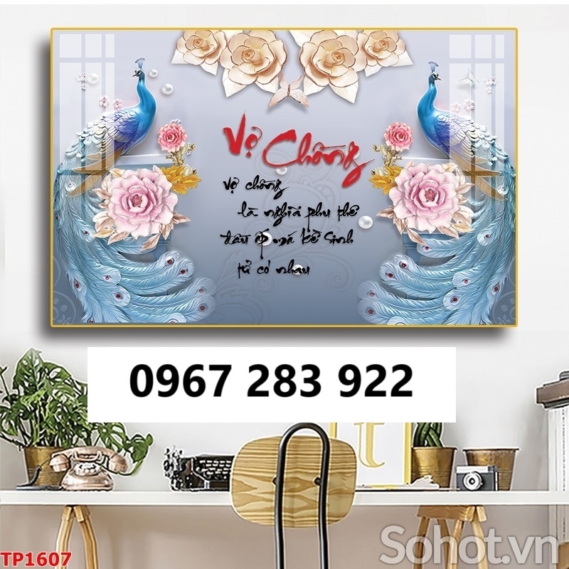 Tranh gạch thư pháp ốp 3d