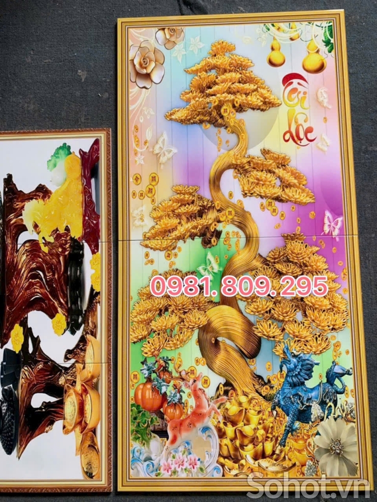 Gạch trang trí , gạch tranh cây kim tiền 3d