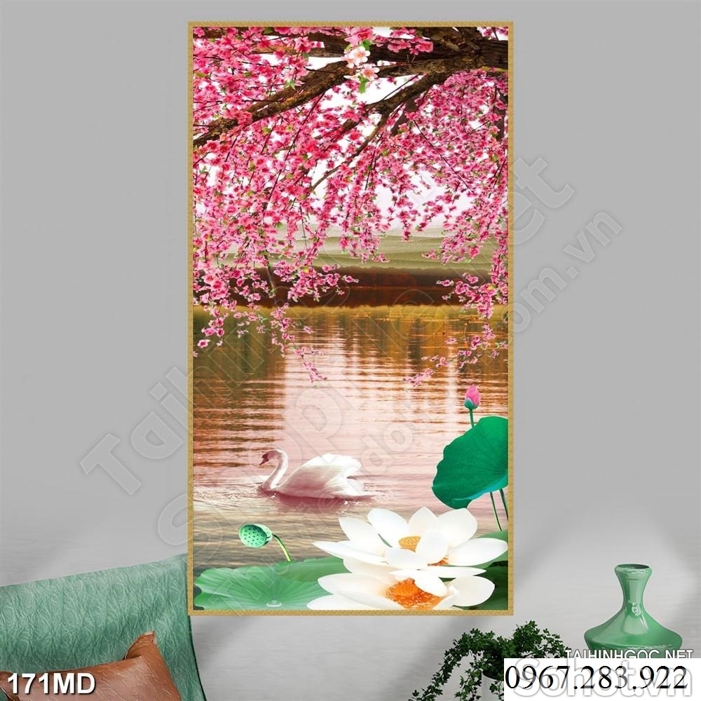 Gạch ốp tường 3d hoa đào