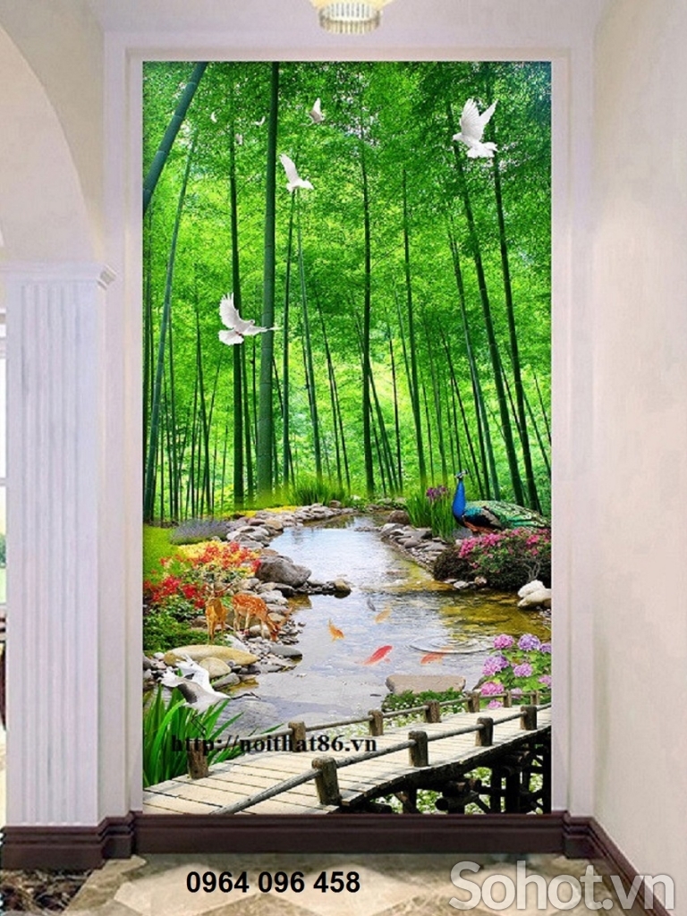 Gạch tranh 3d ốp tường tre trúc - DCXZ22