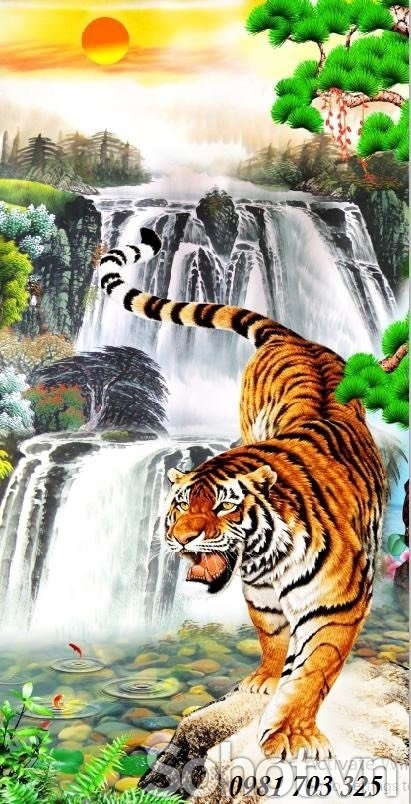 Tranh gạch 3D đẹp hình hổ trang trí