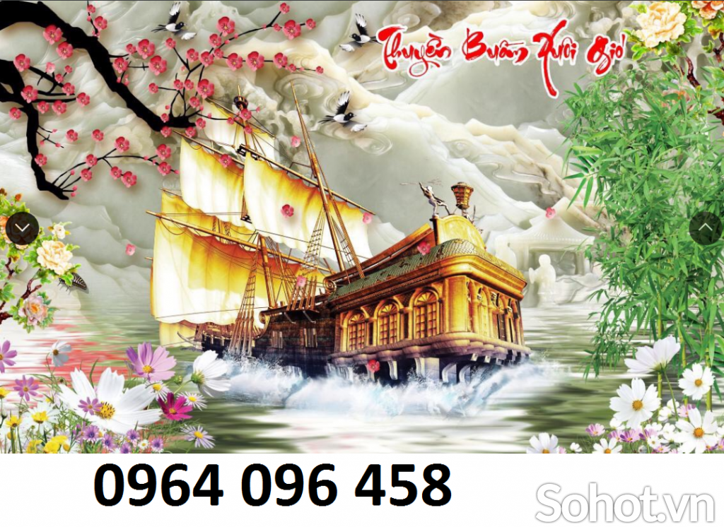 Mẫu tranh gạch 3d thuyền buồm - 875SN