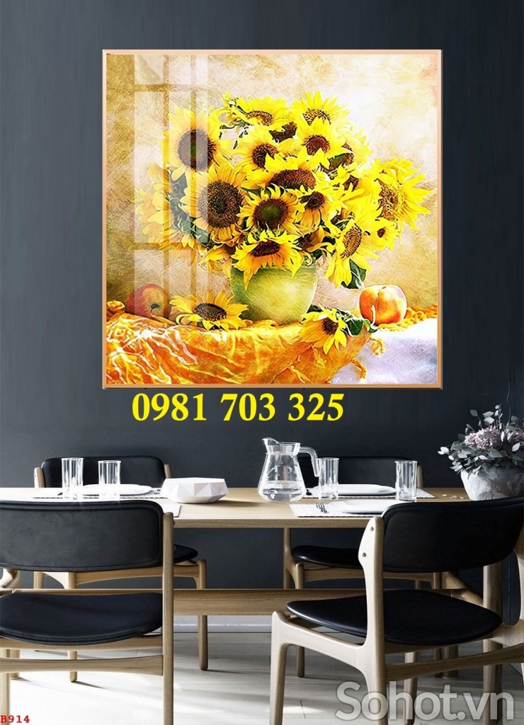 Gạch tranh trang trí bình hoa đẹp