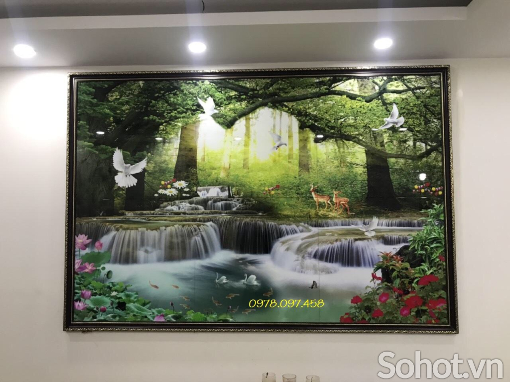 Gạch tranh trang trí phòng khách