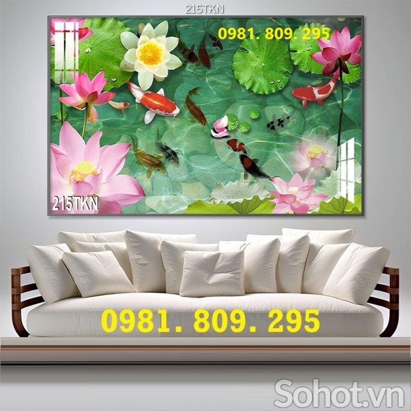 Tranh gạch men hoa sen đẹp HSH0201