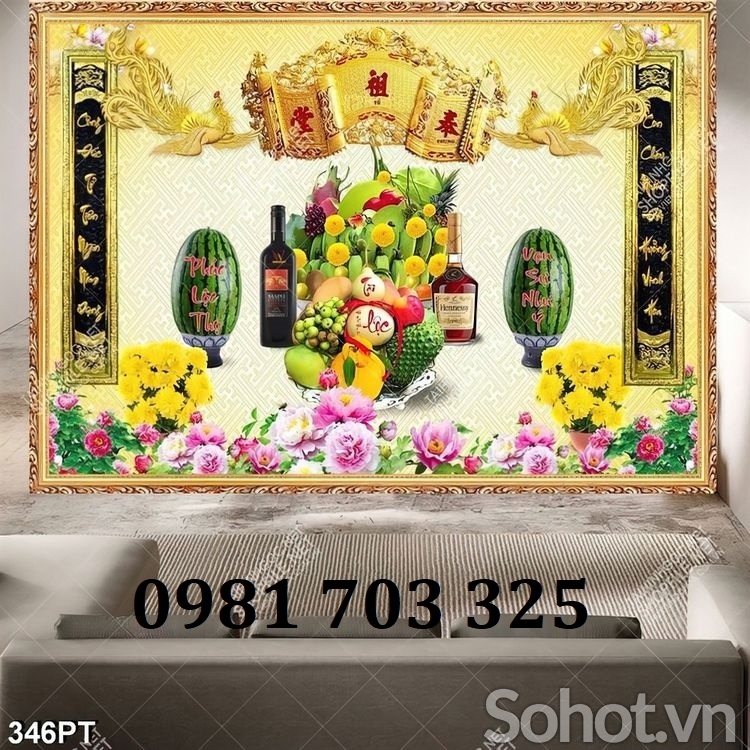 Tranh gạch ốp phòng thờ