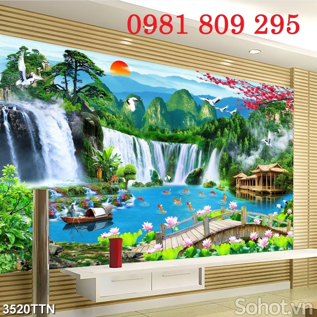 Gạch tường, tranh gạch men thác nước