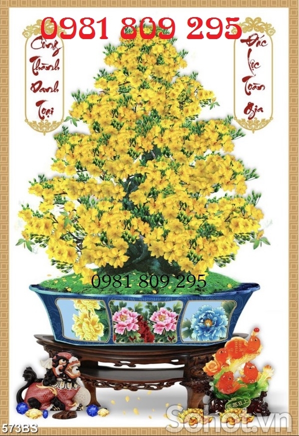 Tranh gạch men 3d hoa mai vàng , cây mai HP789876