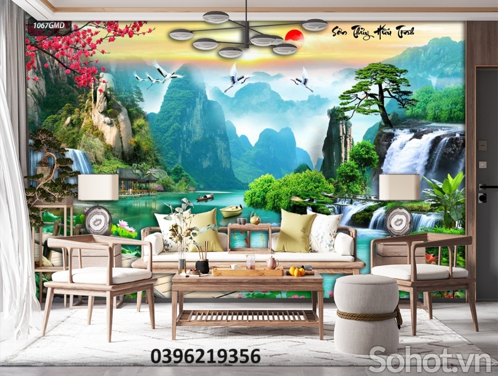Tranh gạch đẹp sơn thủy trang trí