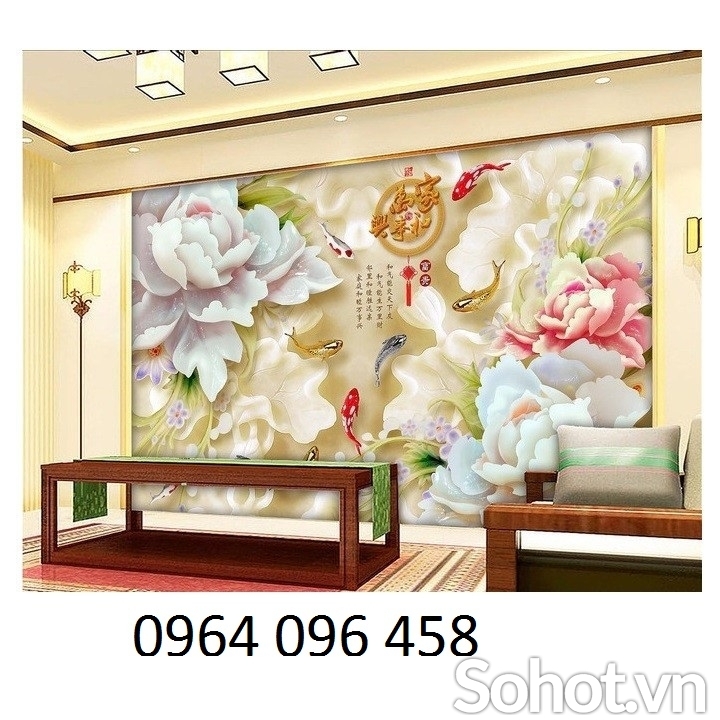 Tranh gạch 3d ốp tường hoa mẫu đơn - 2SXC63