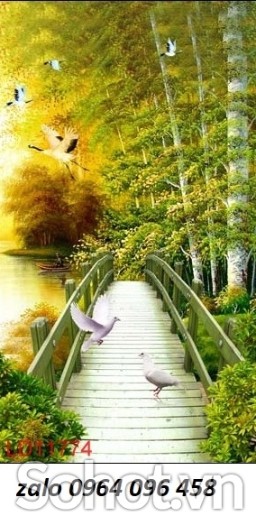 Tranh gạch 3d con đường hàng cây - SLX32