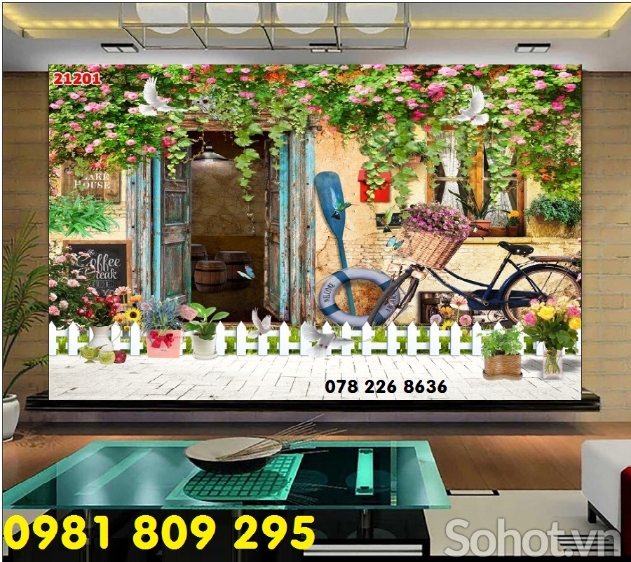 Tranh thác nước 3d - gạch trang trí