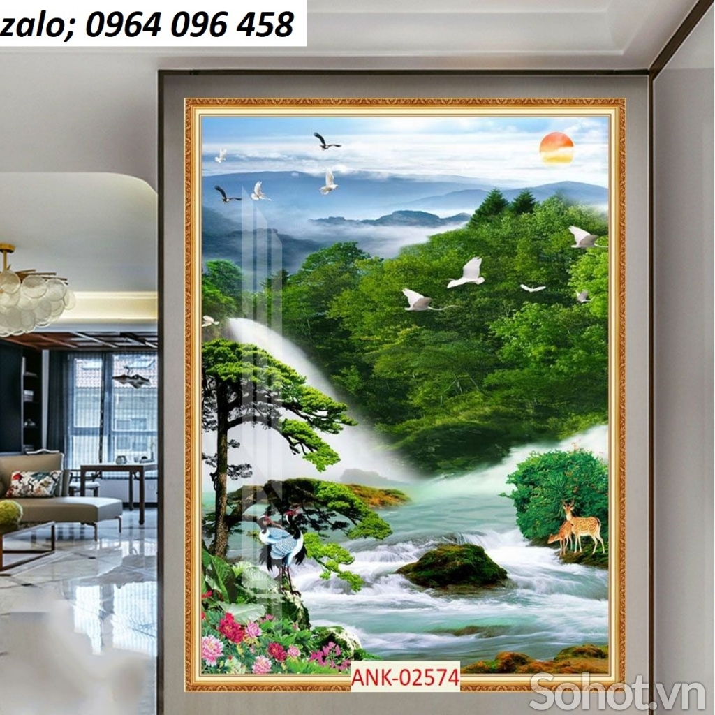 Tranh gạch 3d phong cảnh khổ đứng - 488NBB