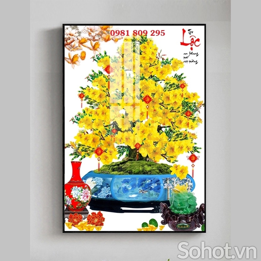 Gạch tranh hoa mai vàng HP390