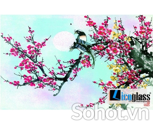 Tranh gạch ốp tường cành đào 3d - 245XC