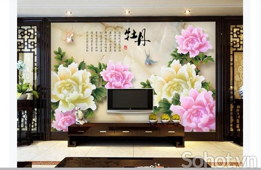 Tranh gạch- Tranh hoa mẫu đơn