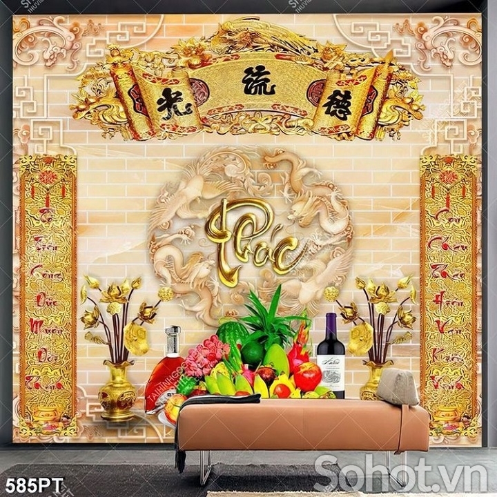Tranh gạch 3D trang trí phòng thờ đẹp