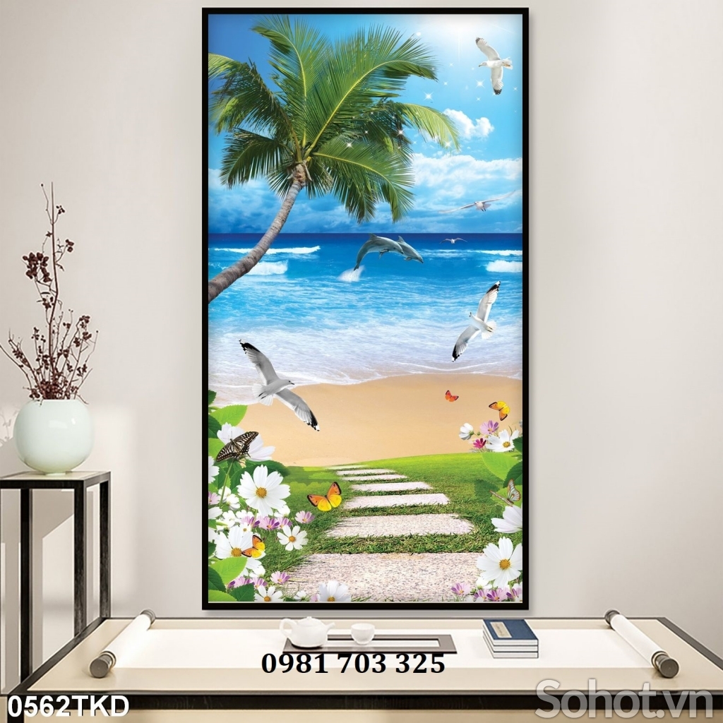 Gạch tranh khổ đứng đẹp 3d