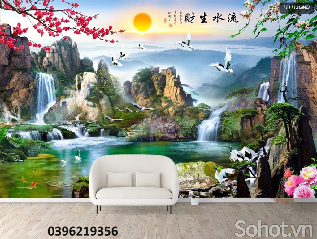Gạch tranh đẹp 3D sơn thủy