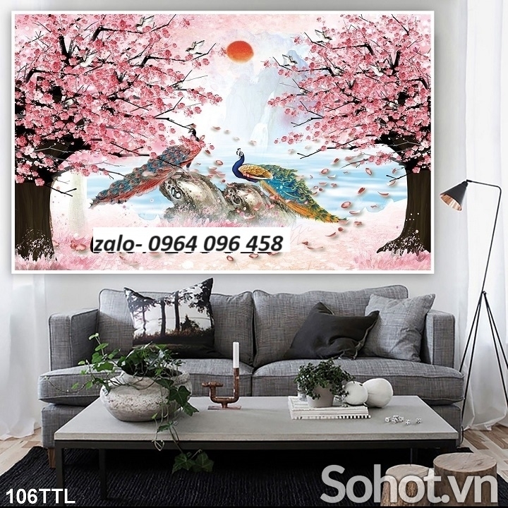 Gạch 3d tranh ốp tường hoa đào - DCV54