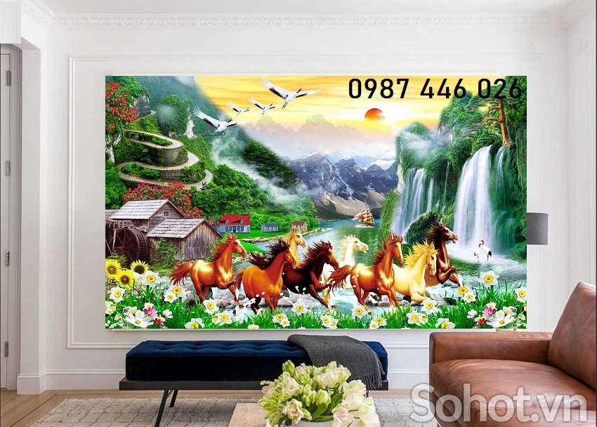 Tranh gạch men mã đáo thành công HP28