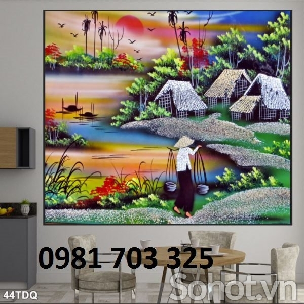 Tranh gạch 3D đẹp cảnh làng quê