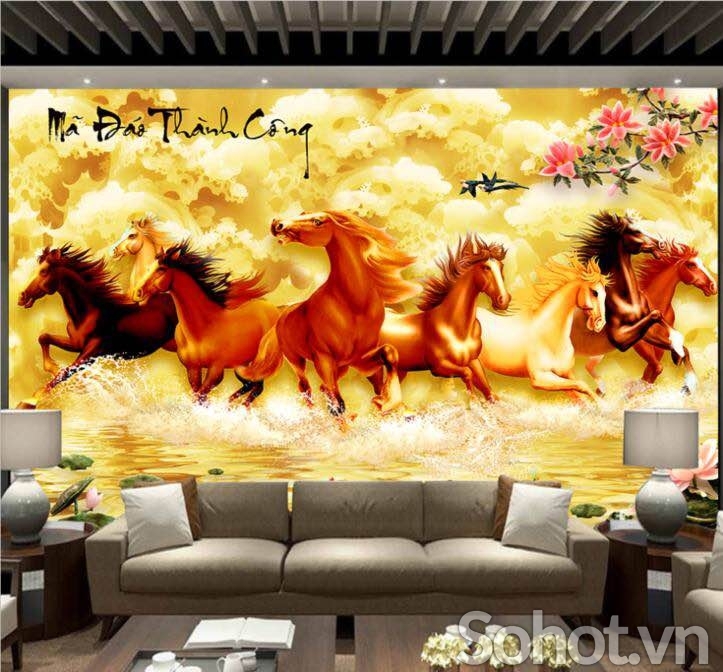 Tranh gạch- gạch tranh 3D bát mã