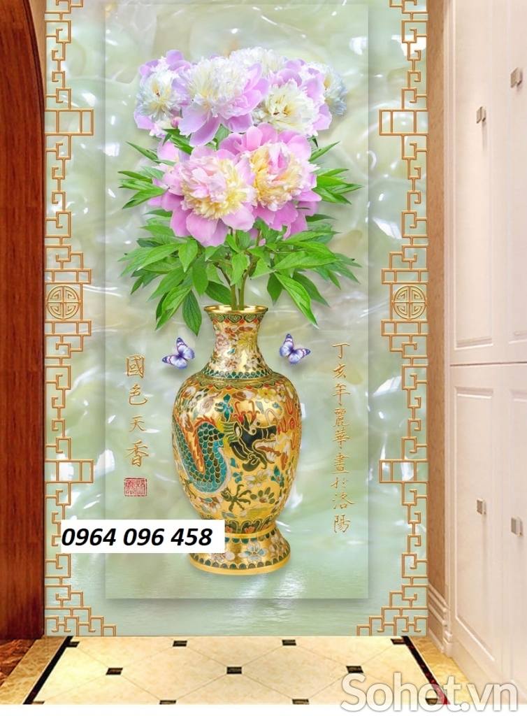 Mẫu tranh gạch 3d phong thủy phòng khách - 876CV