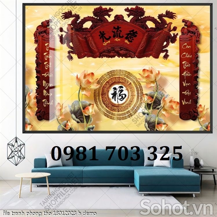 Tranh gạch phòng thờ dán tường