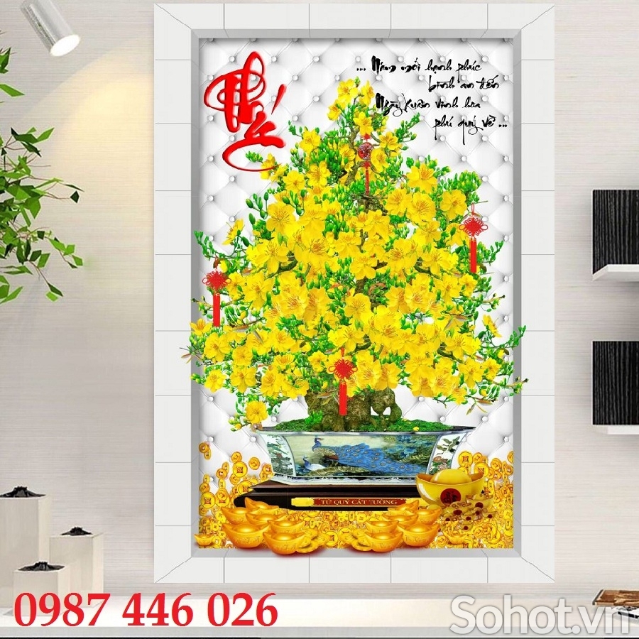 Tranh cây vàng- gạch tranh 3d