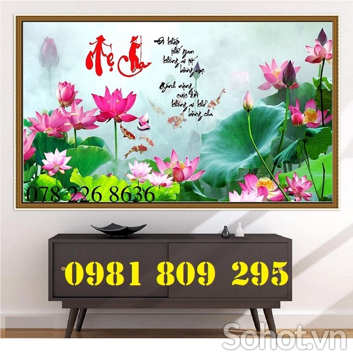 Tranh gạch trang trí 3d hoa sen sứ ngọc NP399