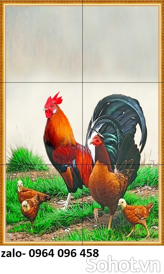 Tranh 3d con gà trống - tranh gạch 3d ốp tường - SCX43