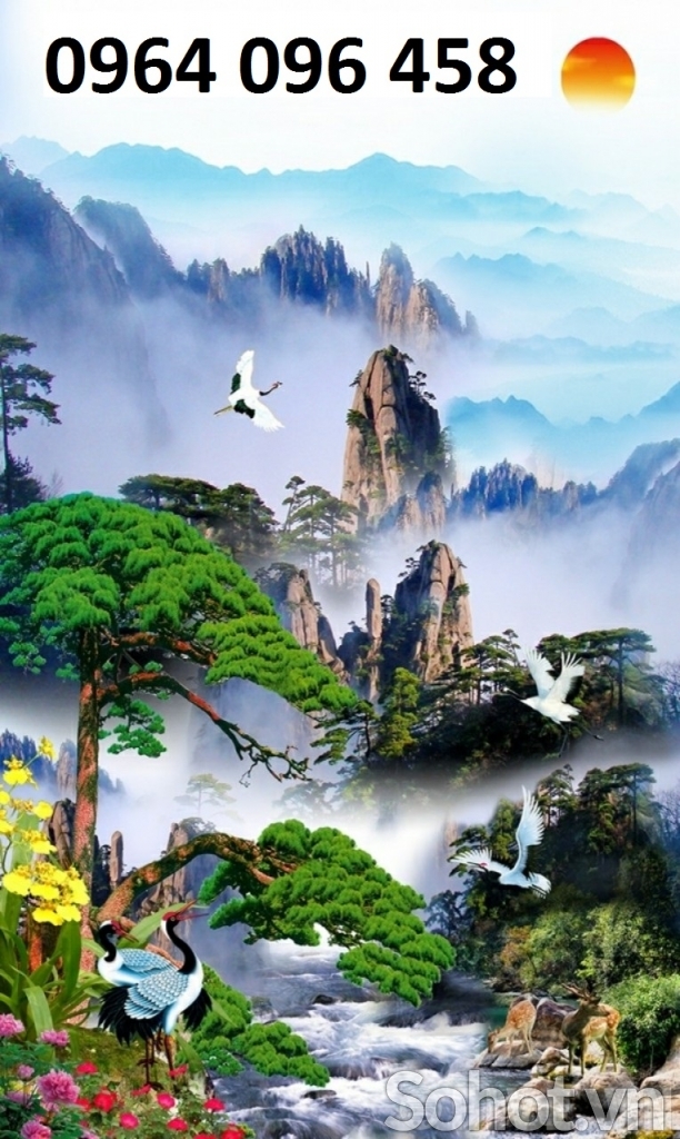 Tranh gạch 3d phong cảnh khổ đứng - DCVV85