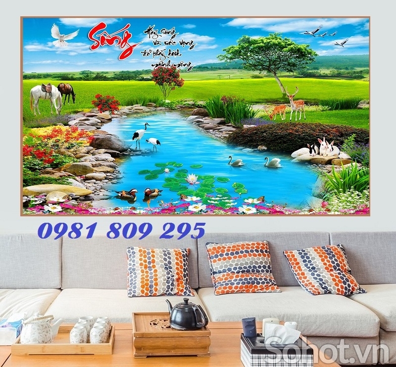 Gạch tranh phong cảnh 3d trang trí JH04