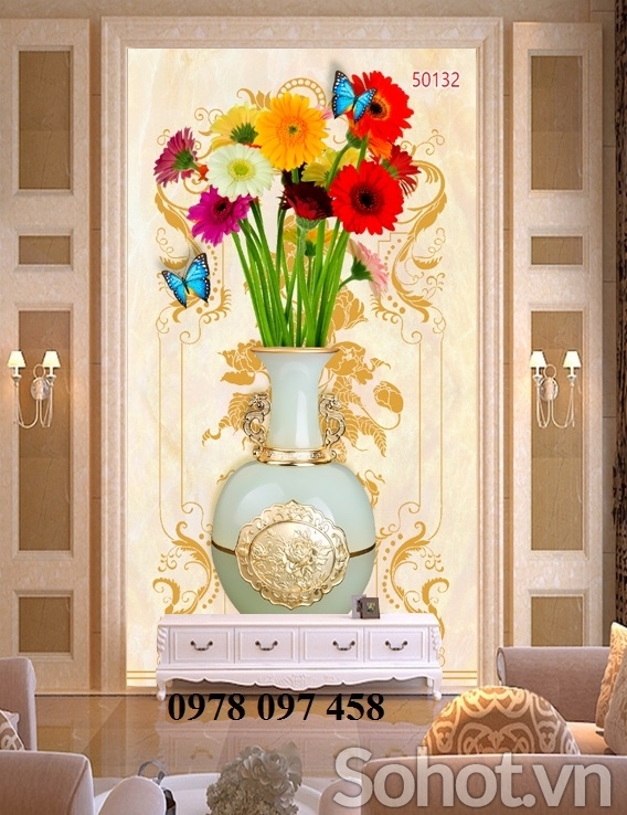 Tranh gạch - tranh bình hoa 3D