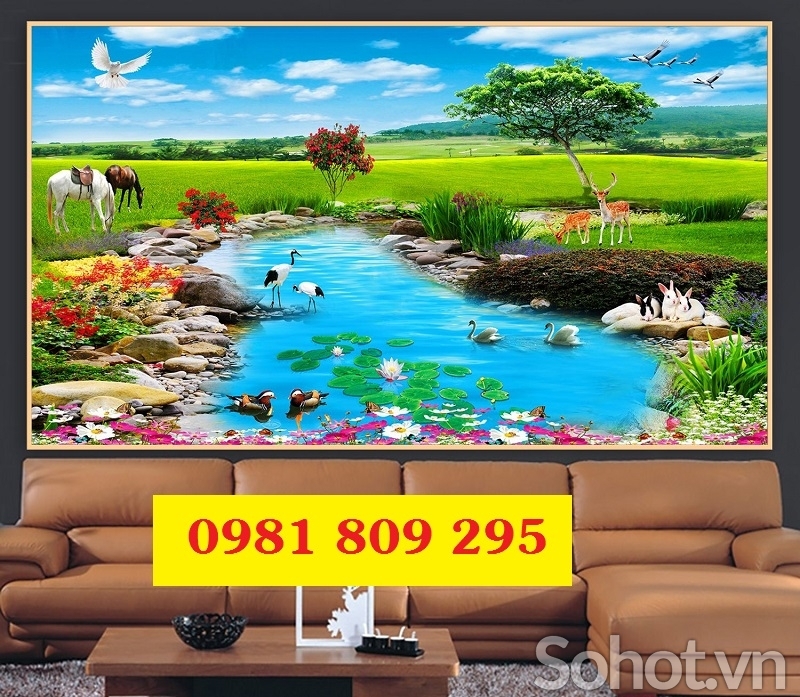 Mẫu tranh gạch 3d thác nước