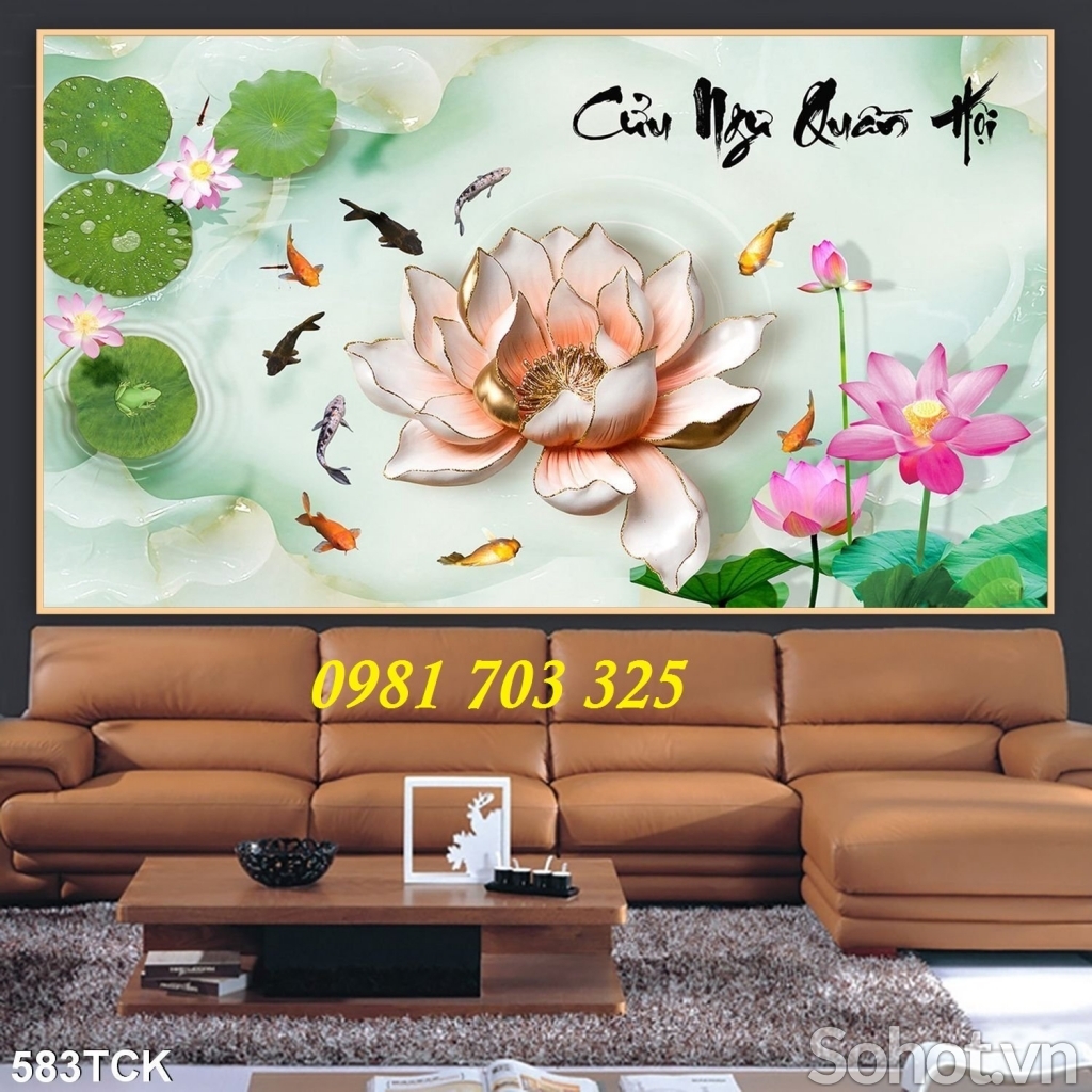 Tranh cá chép 3D, tranh gạch men phong thủy