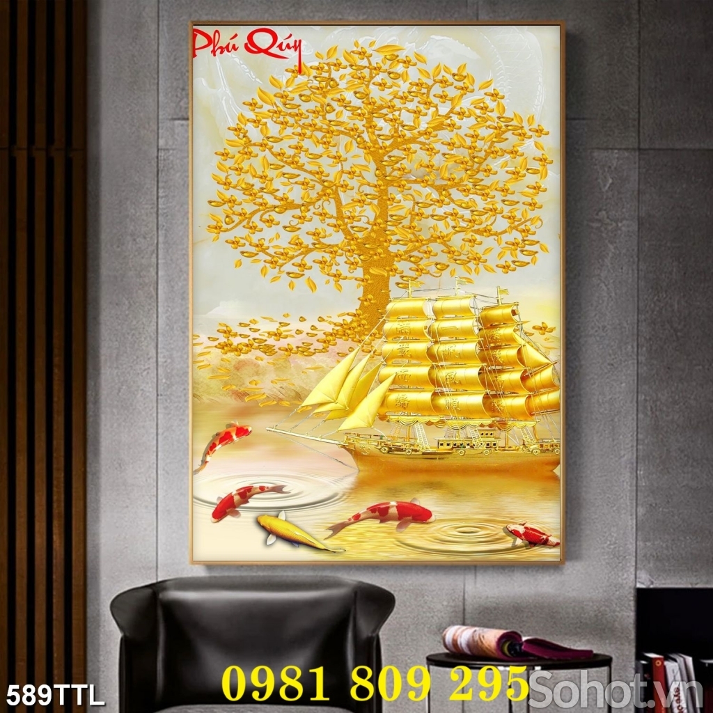 Tranh gạch cây kim tiền , gạch tranh