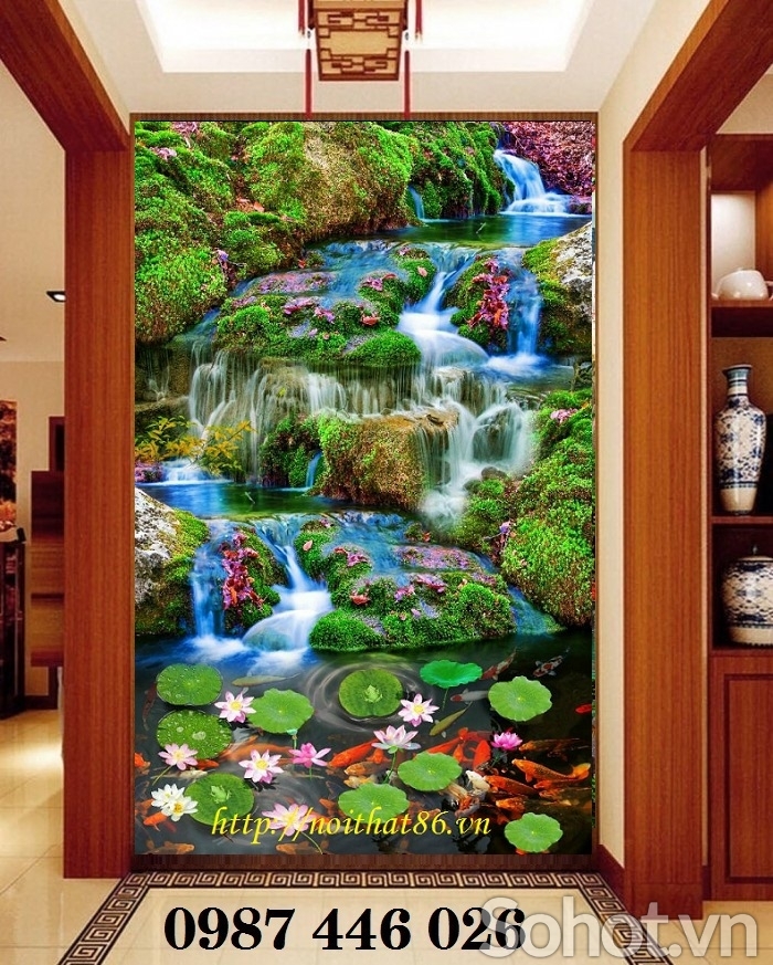 Gạch 3d tranh sơn thủy dựng vách HP2733
