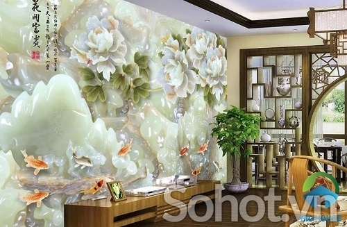Gạch tranh 3d dán tường phong thủy -